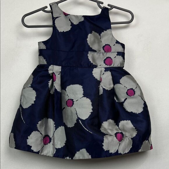Janie and Jack Other - Janie and Jack navy with silver and pink flowers party dress size 3-6 months